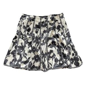 CAbi | Black Ivory Opposites Attract Overstitched Flared A-Line Skirt, Size 12